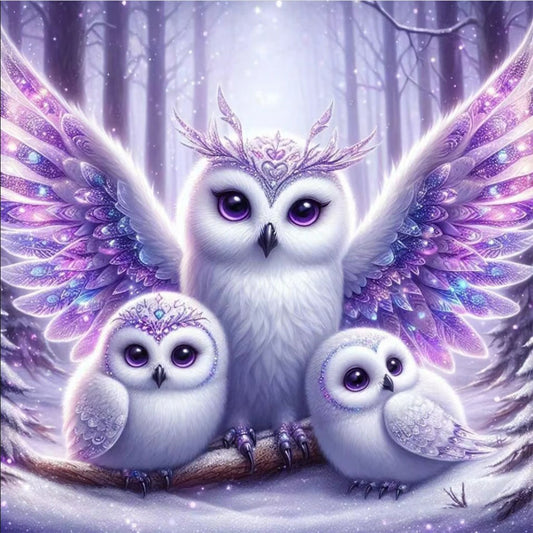 Shiny Owl - Full Round Drill Diamond Painting 30*30CM