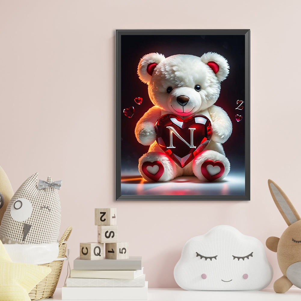 Love Letter Bear N - Full Round Drill Diamond Painting 35*45CM