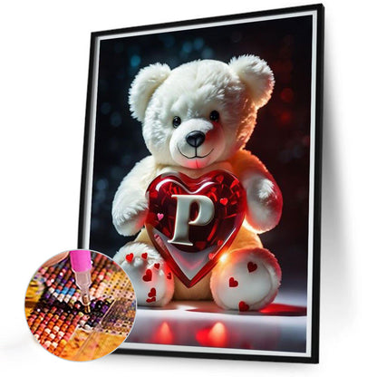 Love Letter Bear P - Full Round Drill Diamond Painting 35*45CM