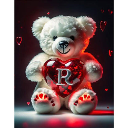 Love Letter Bear R - Full Round Drill Diamond Painting 35*45CM