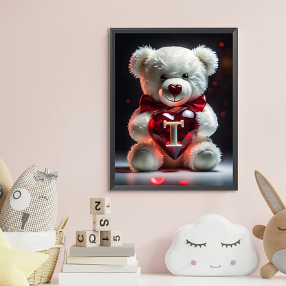 Love Letter Bear T - Full Round Drill Diamond Painting 35*45CM