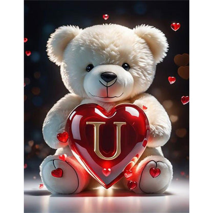 Love Letter Bear U - Full Round Drill Diamond Painting 35*45CM