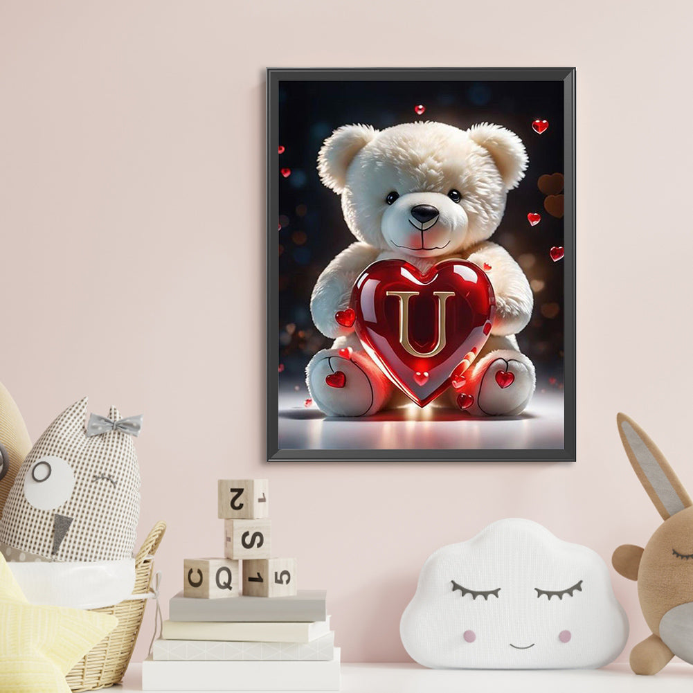 Love Letter Bear U - Full Round Drill Diamond Painting 35*45CM