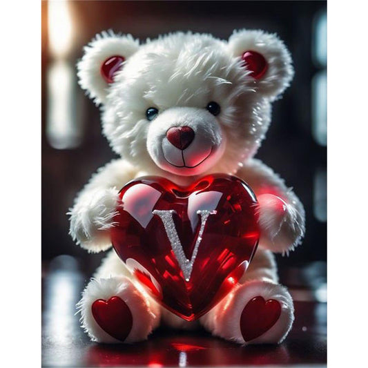 Heart Letter Bear V - Full Round Drill Diamond Painting 35*45CM