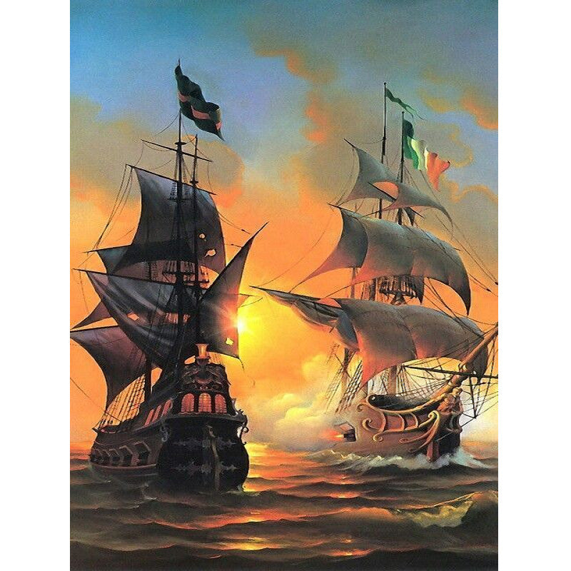 Sea Sailing Boat - Full Square Drill Diamond Painting 50*70CM