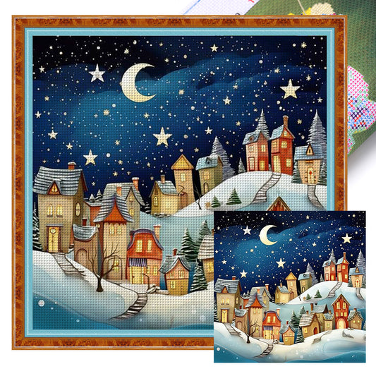 Cabin Under The Stars - 11CT Stamped Cross Stitch 50*50CM