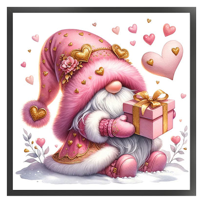 Pink Love Gnome - 18CT Stamped Cross Stitch 30*30CM