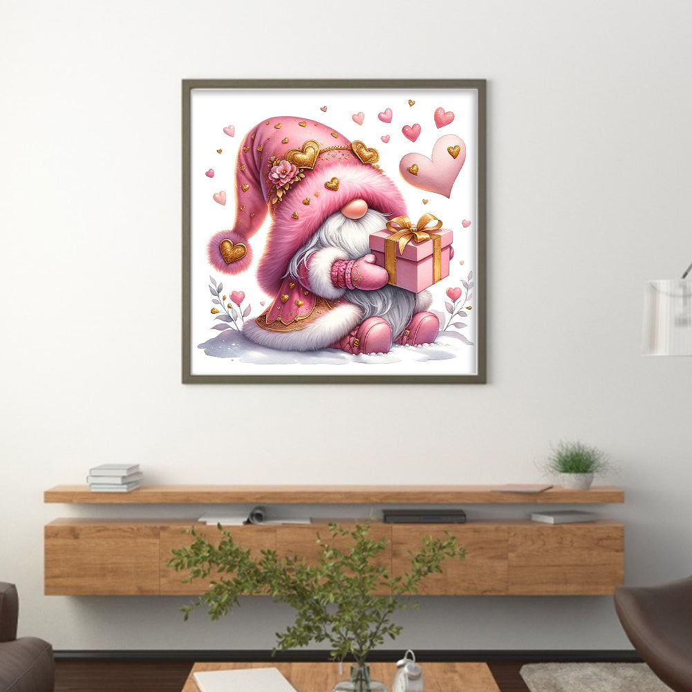 Pink Love Gnome - 18CT Stamped Cross Stitch 30*30CM