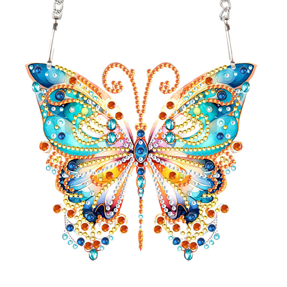 Acrylic Single-Sided Diamond Painting Hanging Pendant for Home Decor (Butterfly)