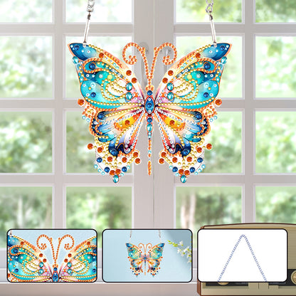 Acrylic Single-Sided Diamond Painting Hanging Pendant for Home Decor (Butterfly)