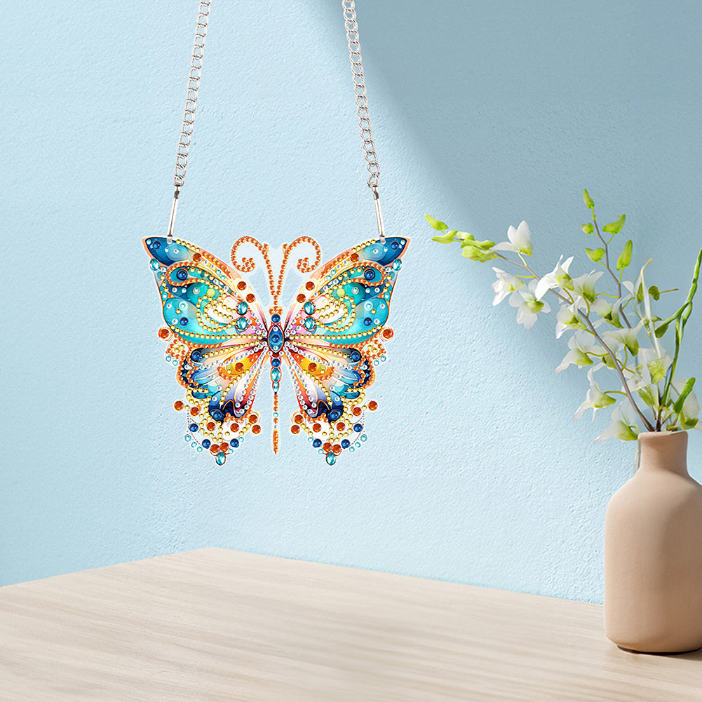 Acrylic Single-Sided Diamond Painting Hanging Pendant for Home Decor (Butterfly)