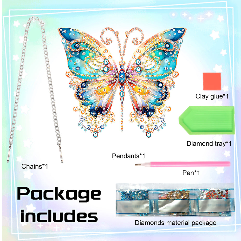 Acrylic Single-Sided Diamond Painting Hanging Pendant for Home Decor (Butterfly)