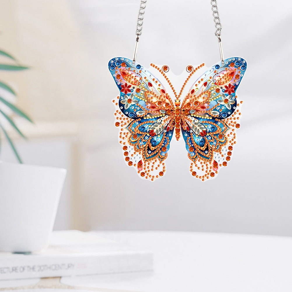 Acrylic Single-Sided Diamond Painting Hanging Pendant for Home Decor (Butterfly)