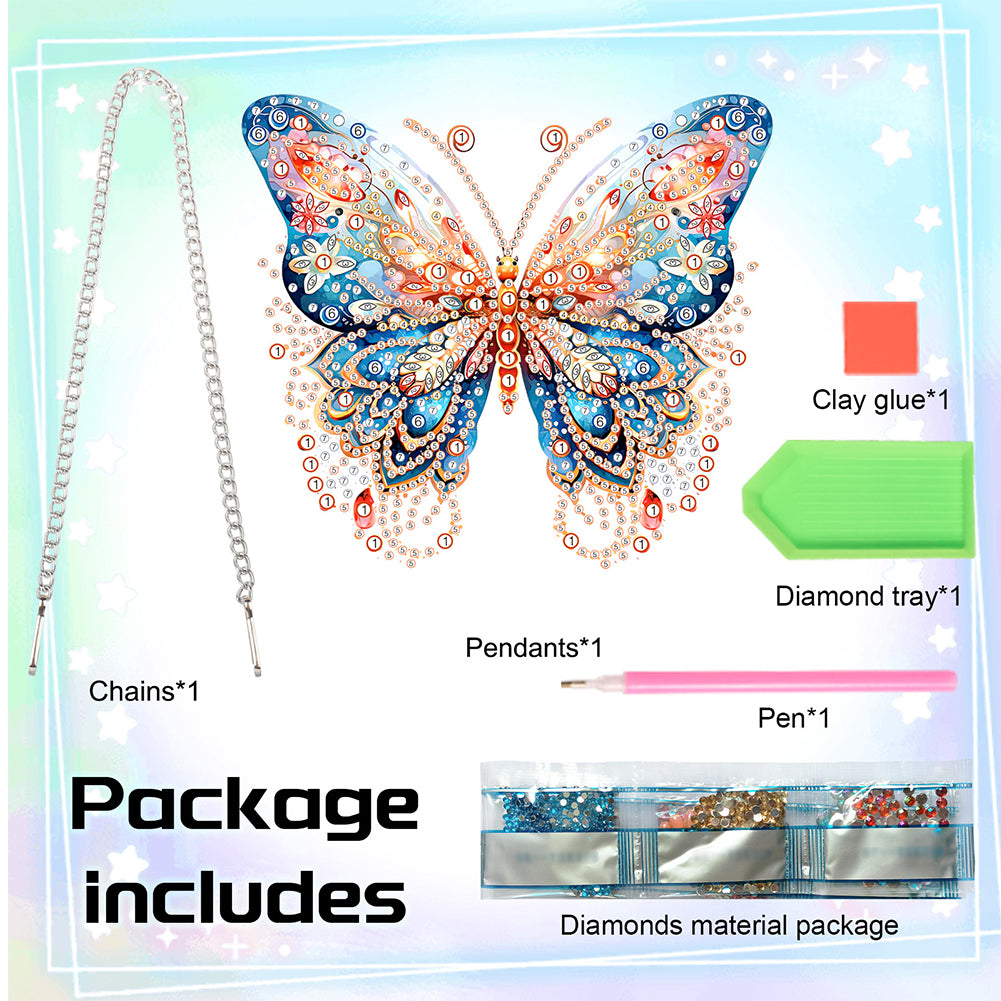 Acrylic Single-Sided Diamond Painting Hanging Pendant for Home Decor (Butterfly)