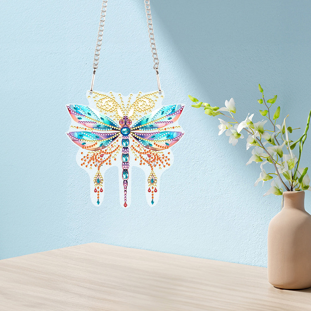 Acrylic Single-Sided Diamond Painting Hanging Pendant for Home Decor (Dragonfly)