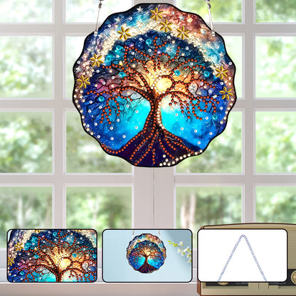 Acrylic Single-Sided Diamond Painting Hanging Pendant for Home Decor (Tree)