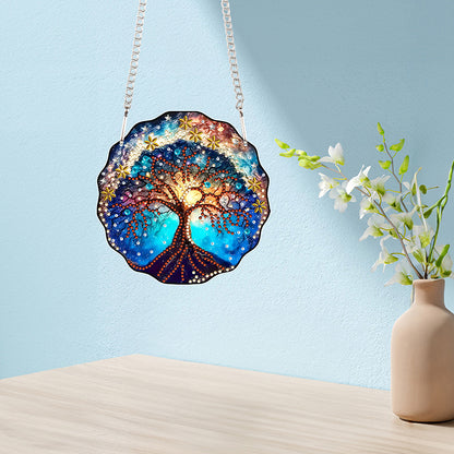 Acrylic Single-Sided Diamond Painting Hanging Pendant for Home Decor (Tree)