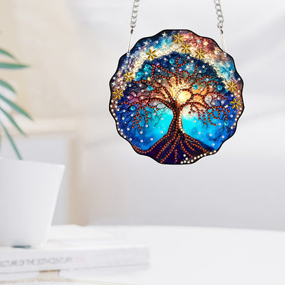 Acrylic Single-Sided Diamond Painting Hanging Pendant for Home Decor (Tree)