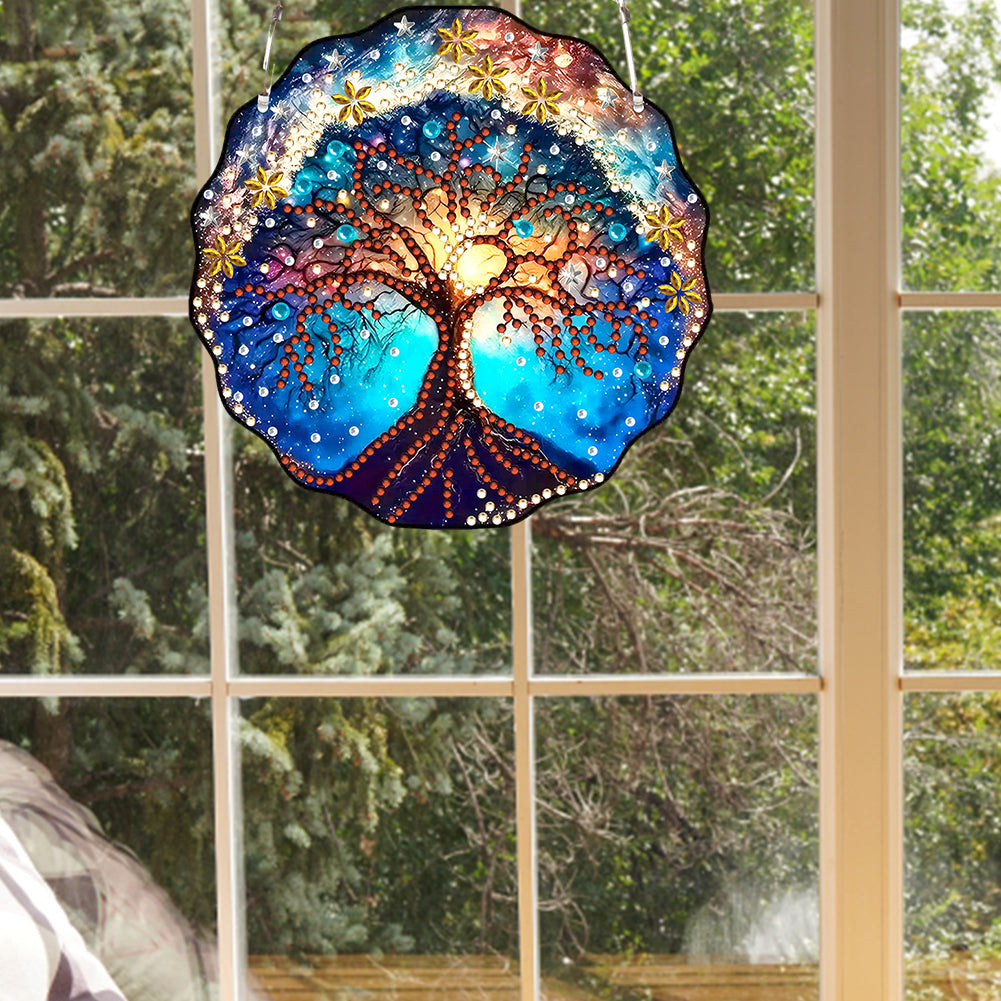 Acrylic Single-Sided Diamond Painting Hanging Pendant for Home Decor (Tree)