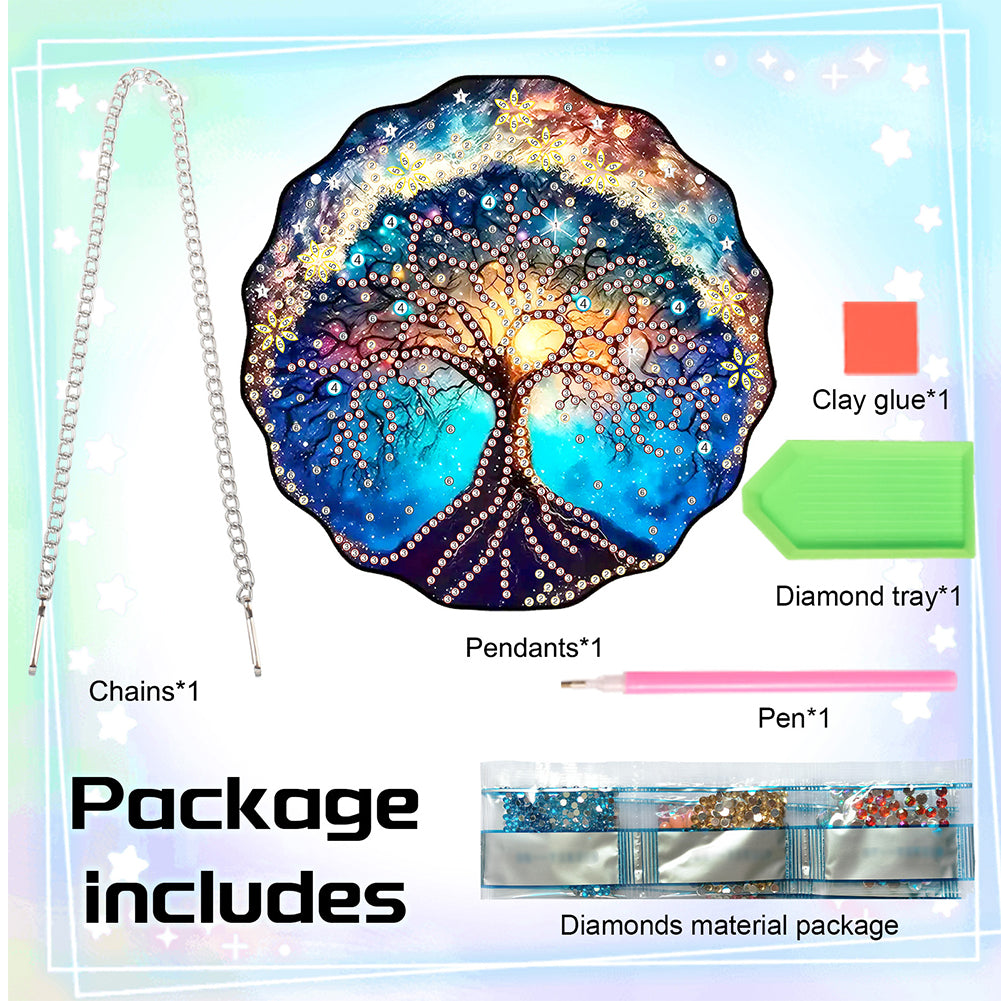 Acrylic Single-Sided Diamond Painting Hanging Pendant for Home Decor (Tree)