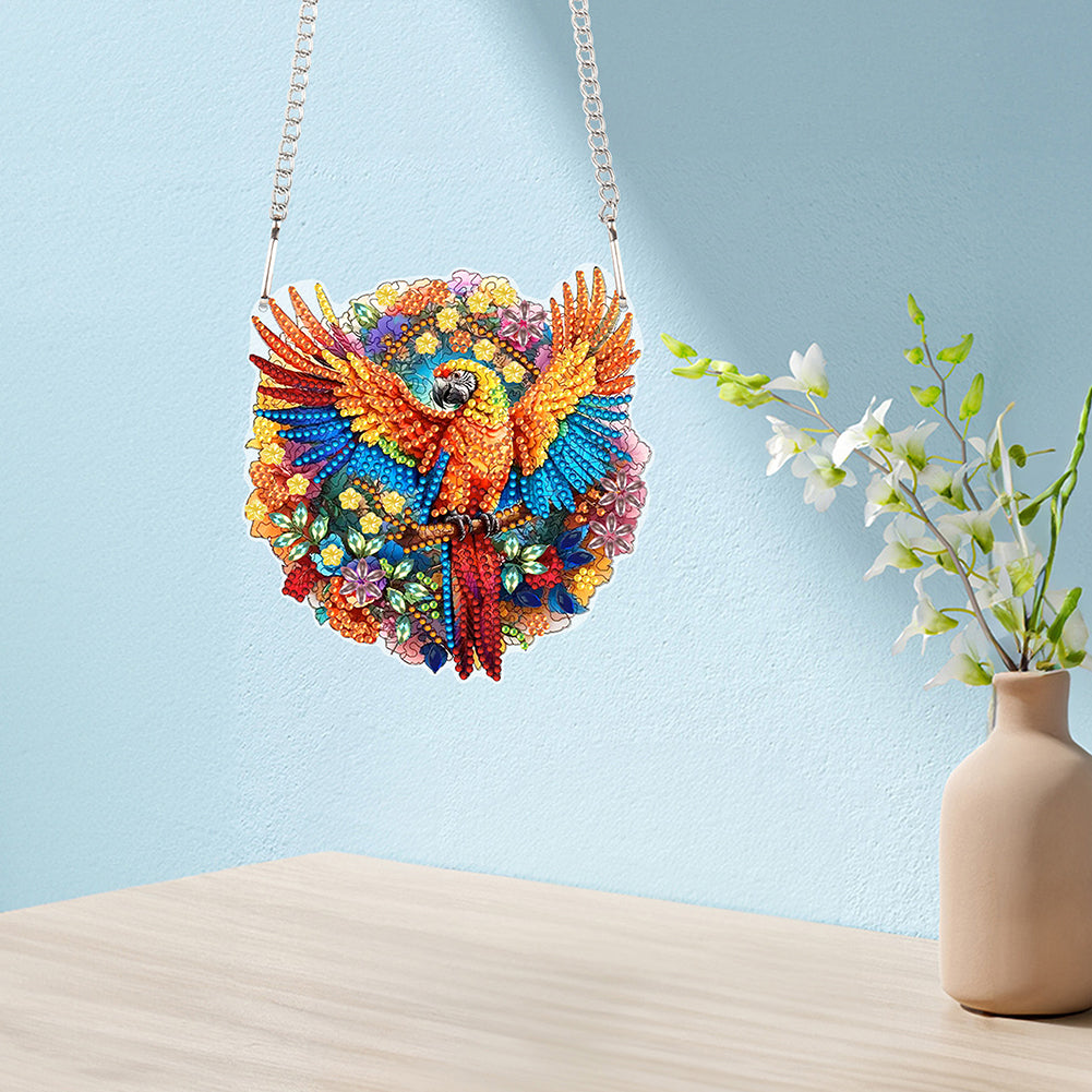 Acrylic Single-Sided Diamond Painting Hanging Pendant for Home Decor (Parrot)