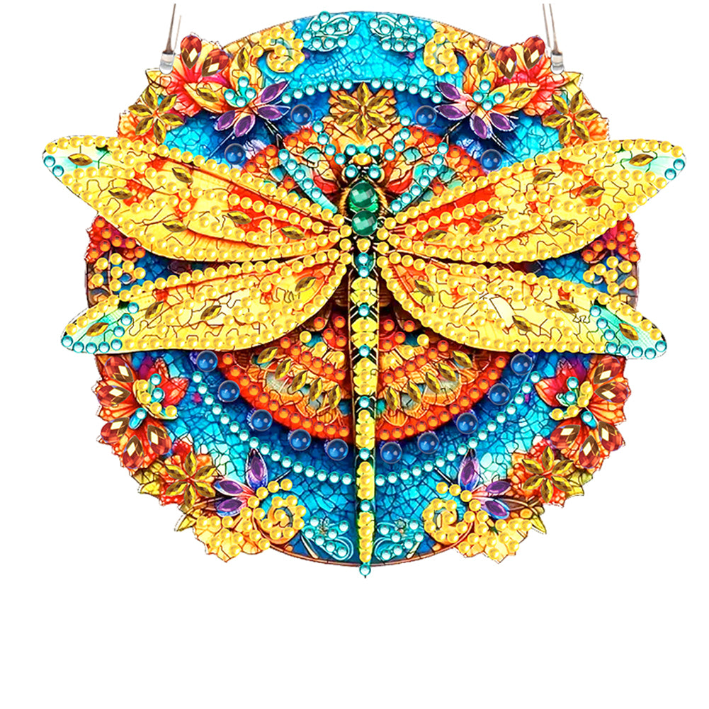 Acrylic Single-Sided Diamond Painting Hanging Pendant for Home Decor (Dragonfly)