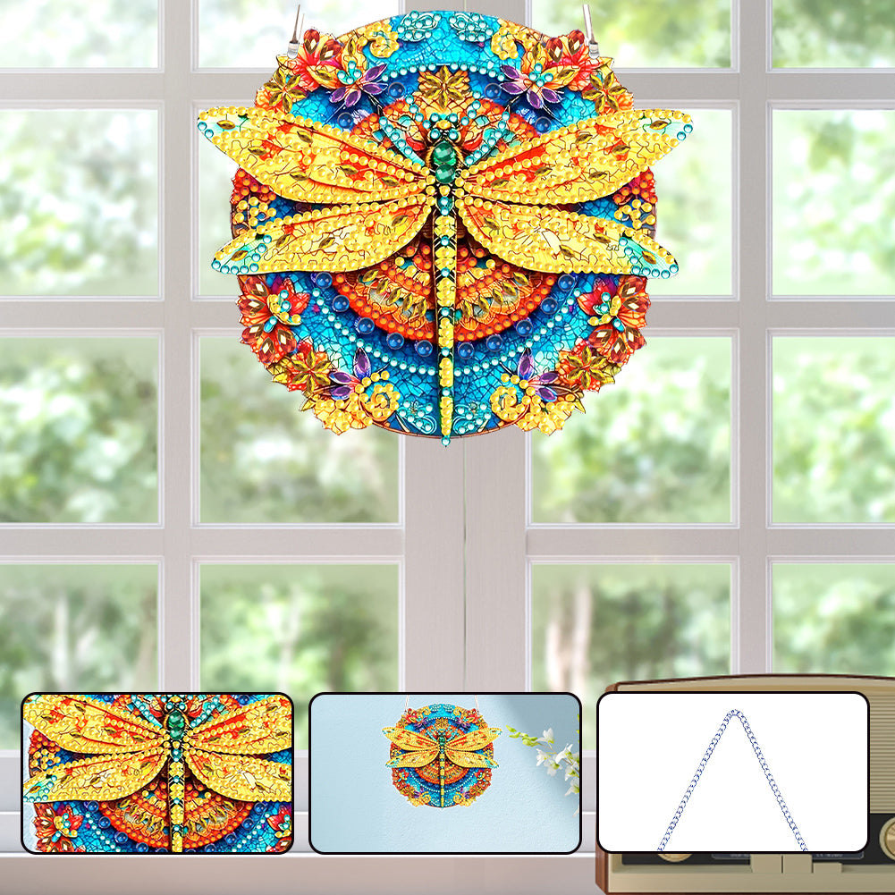 Acrylic Single-Sided Diamond Painting Hanging Pendant for Home Decor (Dragonfly)