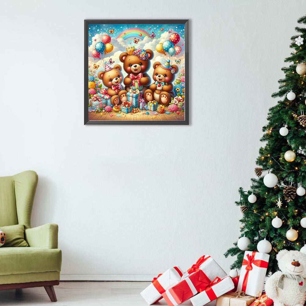 Bear Receiving Gifts - Full Round Drill Diamond Painting 40*40CM