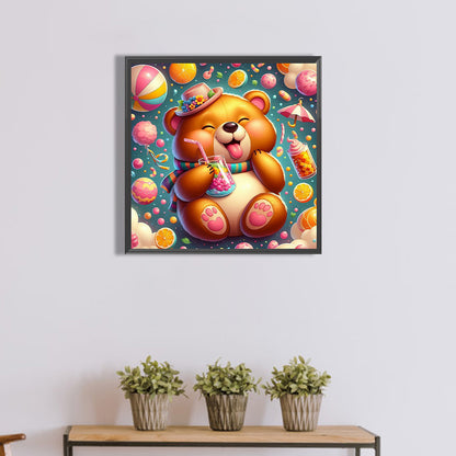 Happy Bear - Full Round Drill Diamond Painting 40*40CM