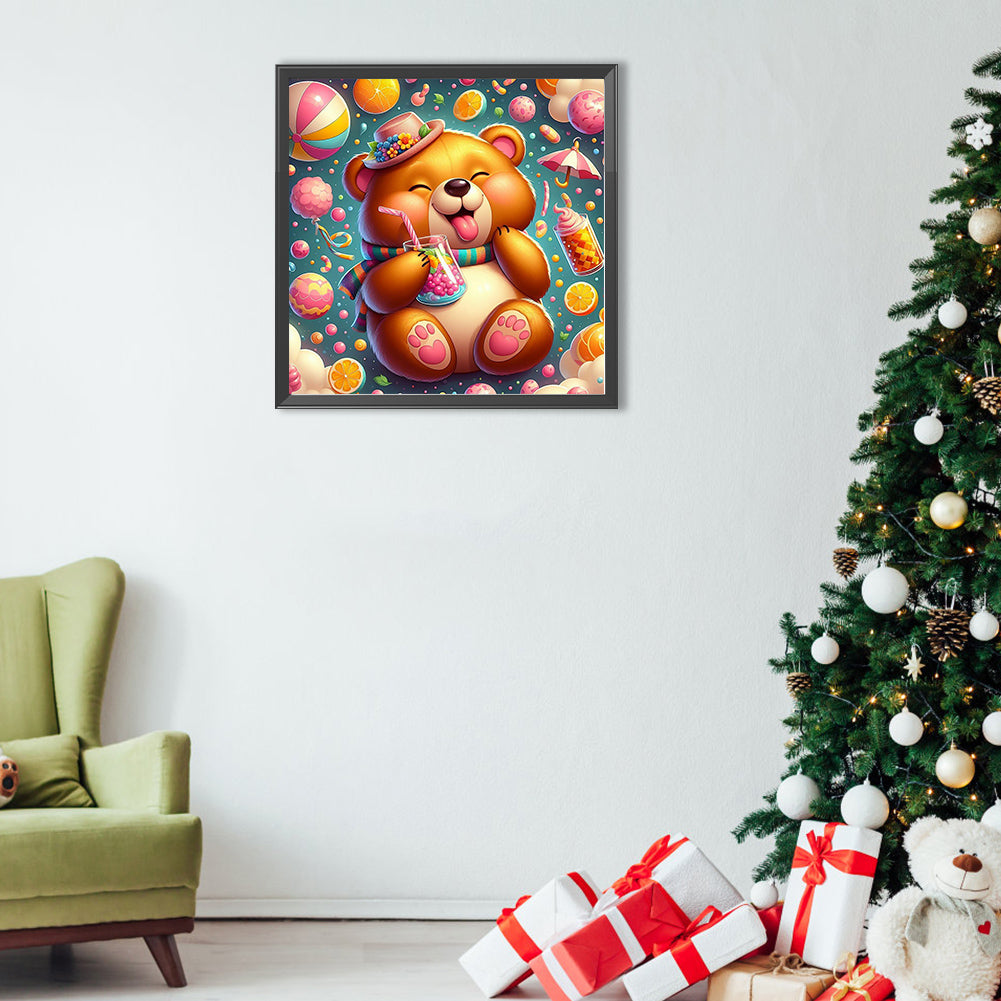 Happy Bear - Full Round Drill Diamond Painting 40*40CM