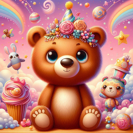 Surprised Bear - Full Round Drill Diamond Painting 40*40CM