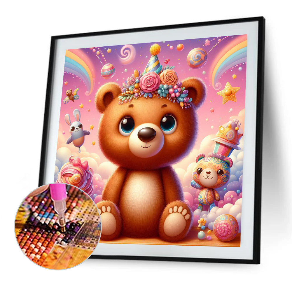 Surprised Bear - Full Round Drill Diamond Painting 40*40CM