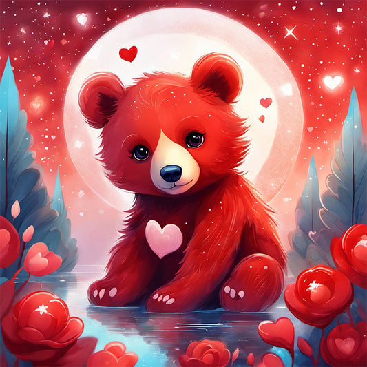 Red Bear - Full Round Drill Diamond Painting 40*40CM