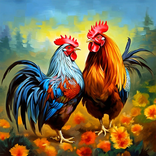 Two Roosters - Full Round Drill Diamond Painting 40*40CM