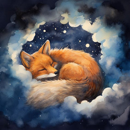 Fox On Clouds - Full Round Drill Diamond Painting 30*30CM