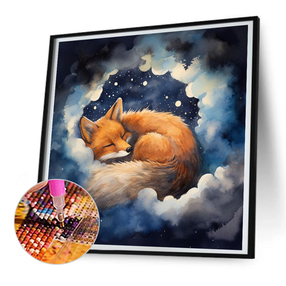 Fox On Clouds - Full Round Drill Diamond Painting 30*30CM