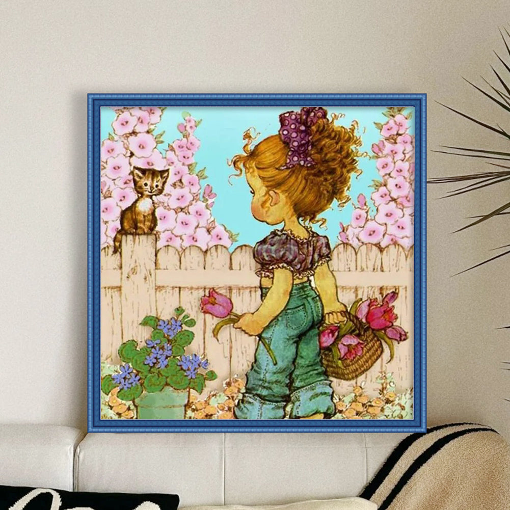 Girl - 14CT Stamped Cross Stitch 50*50CM