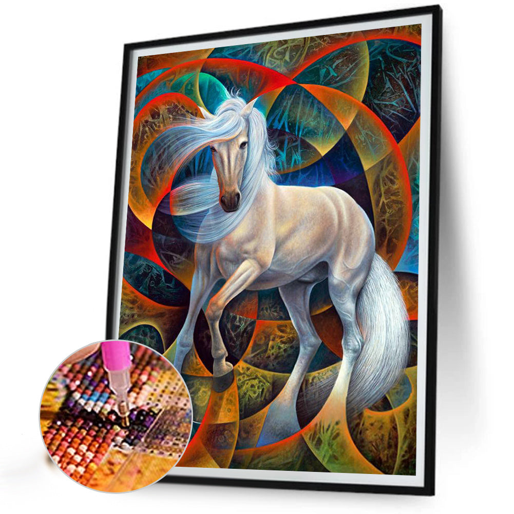 White Horse - Full AB Round Drill Diamond Painting 40*55CM