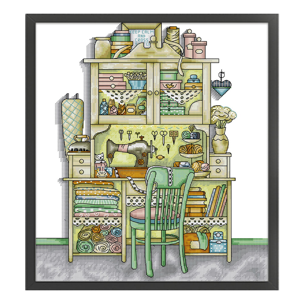 Hand Sewing Cabinet - 14CT Stamped Cross Stitch 38*43CM