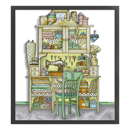 Hand Sewing Cabinet - 14CT Stamped Cross Stitch 38*43CM