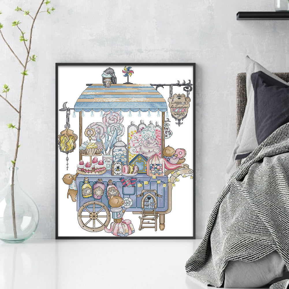 Dessert Cart - 14CT Stamped Cross Stitch 36*46CM