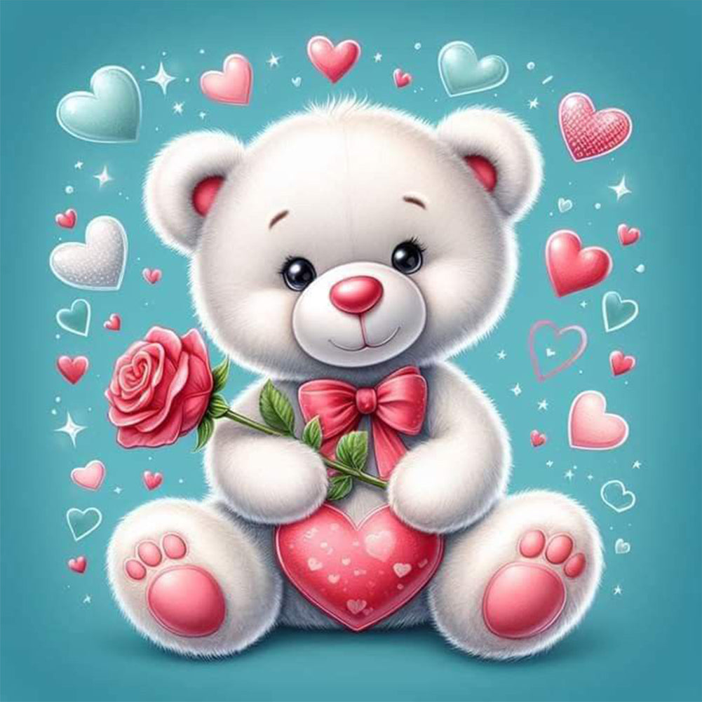 Rose Bear¡¤Blue - Full Round Drill Diamond Painting 30*30CM