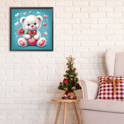 Rose Bear¡¤Blue - Full Round Drill Diamond Painting 30*30CM