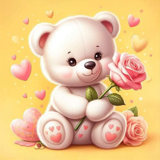 Rose Bear¡¤Yellow - Full Round Drill Diamond Painting 30*30CM