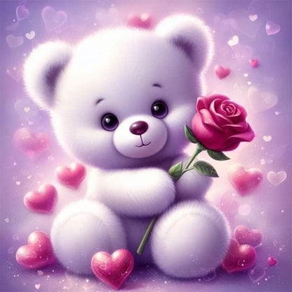 Rose Bear¡¤Purple - Full Round Drill Diamond Painting 30*30CM