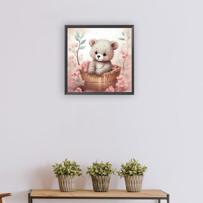 Flower Basket Bear - Full Round Drill Diamond Painting 30*30CM