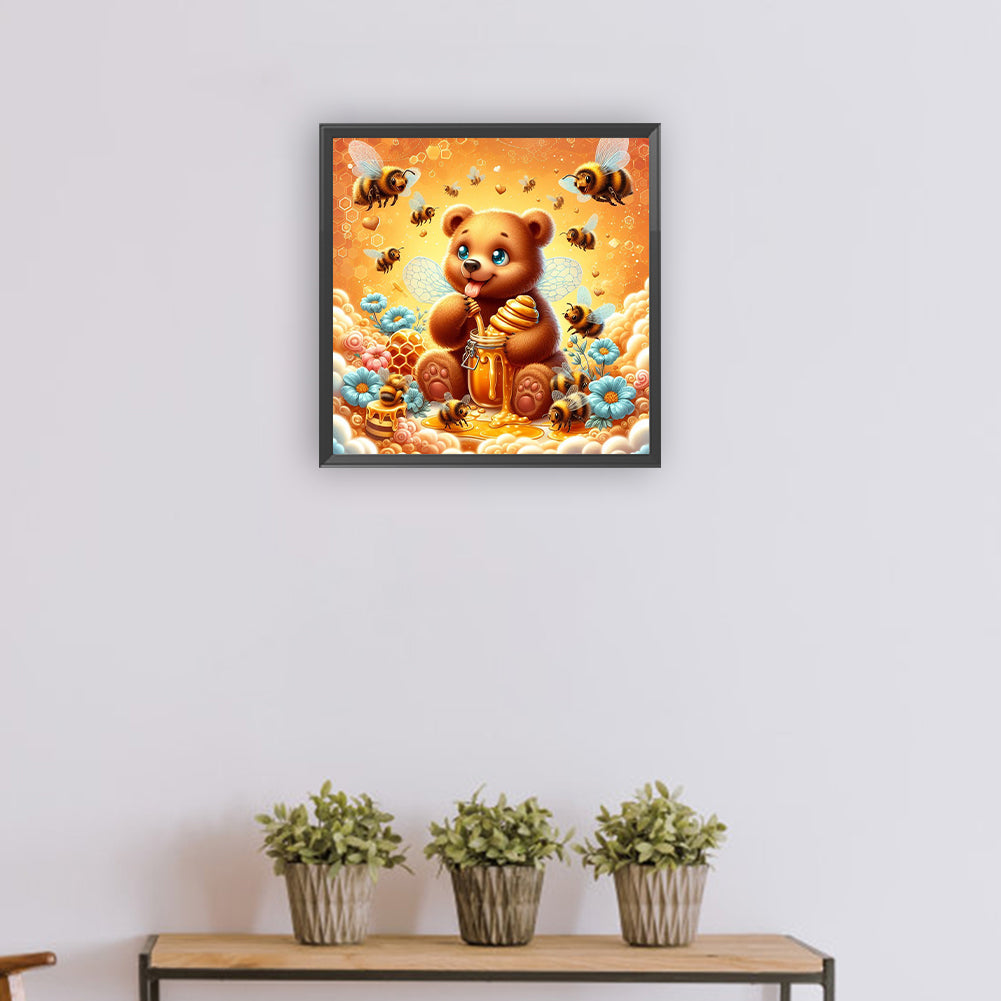 Bear And Bee - Full Round Drill Diamond Painting 30*30CM