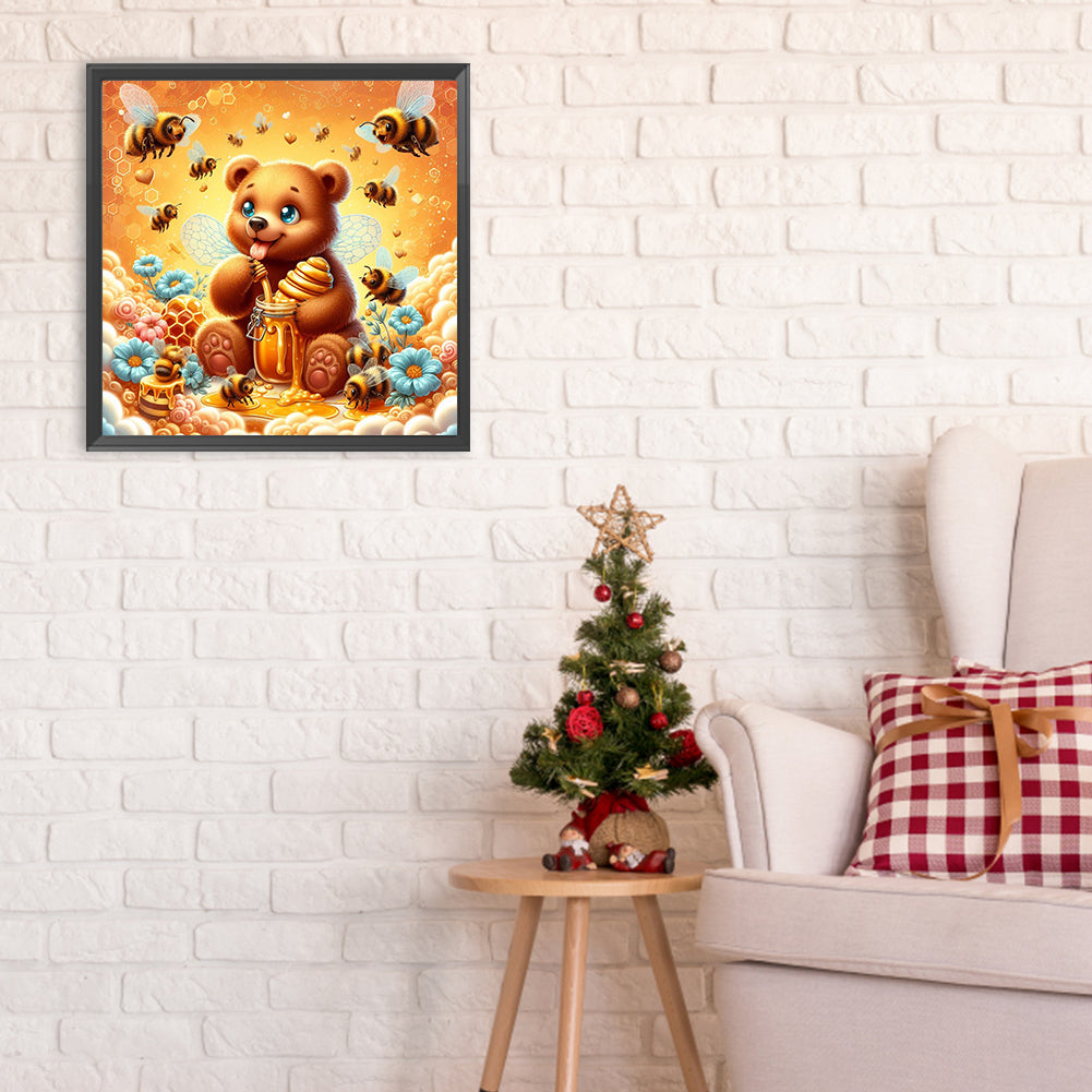 Bear And Bee - Full Round Drill Diamond Painting 30*30CM