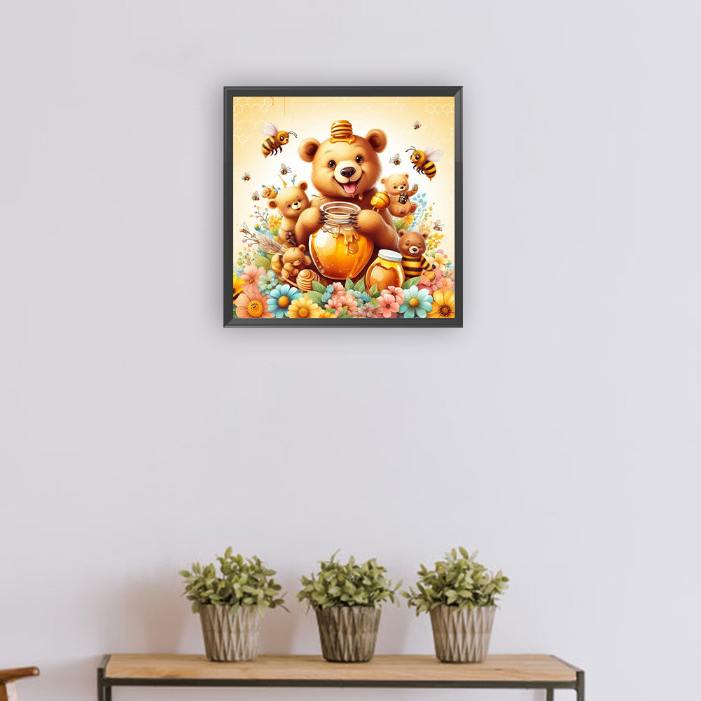 Bear And Honey - Full Round Drill Diamond Painting 30*30CM