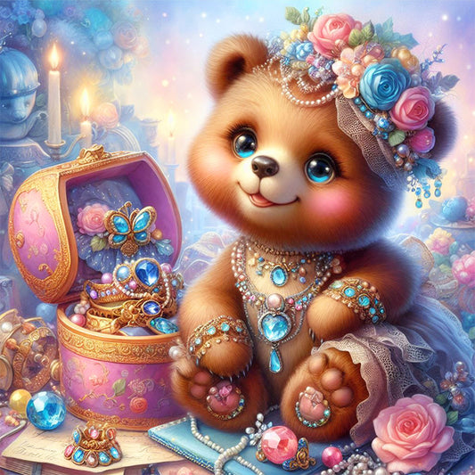 Bear And Jewelry - Full Round Drill Diamond Painting 30*30CM